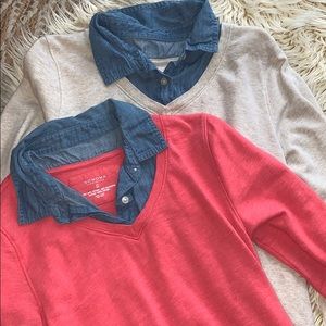 Sonoma layers chambray v-neck sweaters